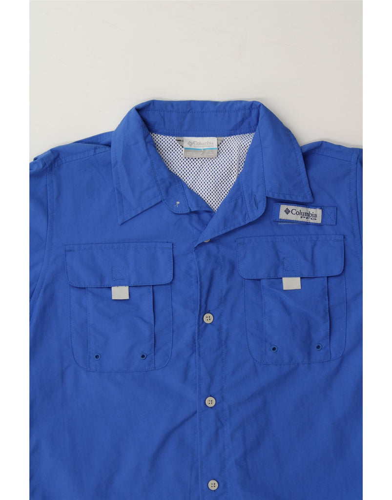 COLUMBIA Boys Shirt 12-13 Years Large Blue Nylon Vintage Columbia and Second-Hand Columbia from Messina Hembry 