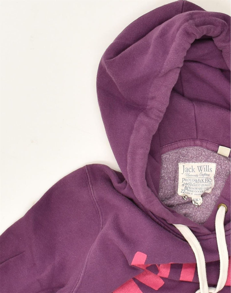 JACK WILLS Womens Graphic Hoodie Jumper UK 8 Small Purple Cotton | Vintage Jack Wills | Thrift | Second-Hand Jack Wills | Used Clothing | Messina Hembry 