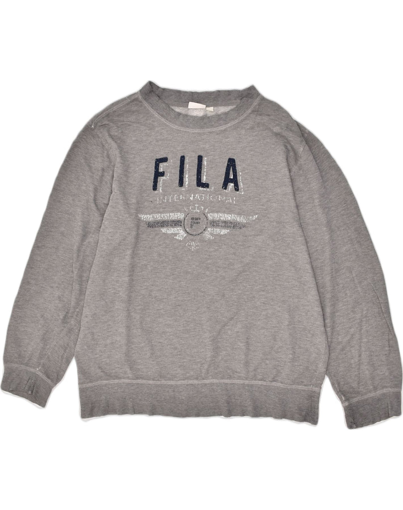 FILA Mens Graphic Sweatshirt Jumper XL Grey Cotton | Vintage Fila | Thrift | Second-Hand Fila | Used Clothing | Messina Hembry 