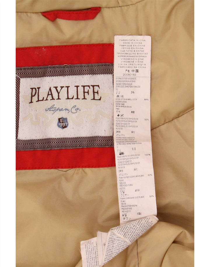 Playlife Mens Hooded Padded Jacket UK 40 Large Red Cotton