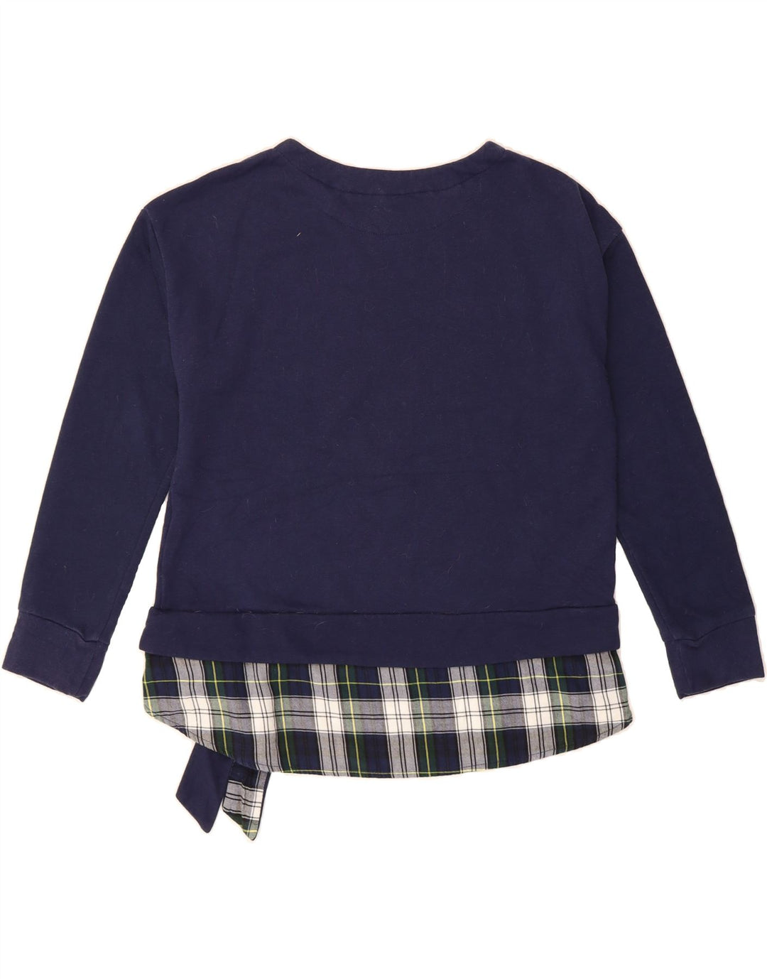 IZOD Womens Sweatshirt Jumper UK 16 Large Navy Blue Check Cotton Vintage Izod and Second-Hand Izod from Messina Hembry 
