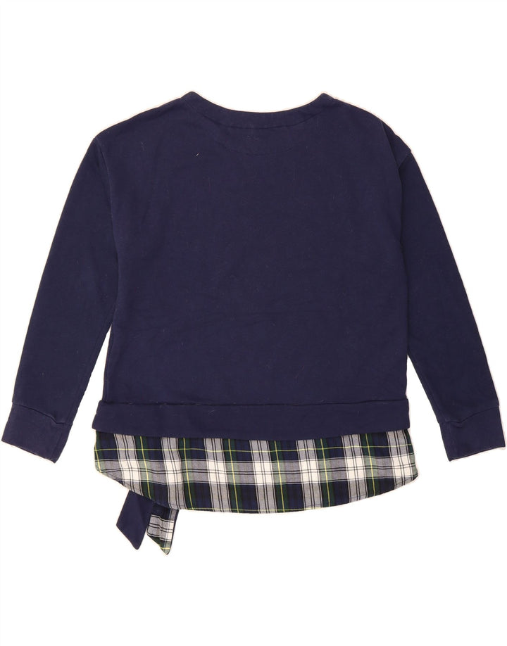 IZOD Womens Sweatshirt Jumper UK 16 Large Navy Blue Check Cotton Vintage Izod and Second-Hand Izod from Messina Hembry 
