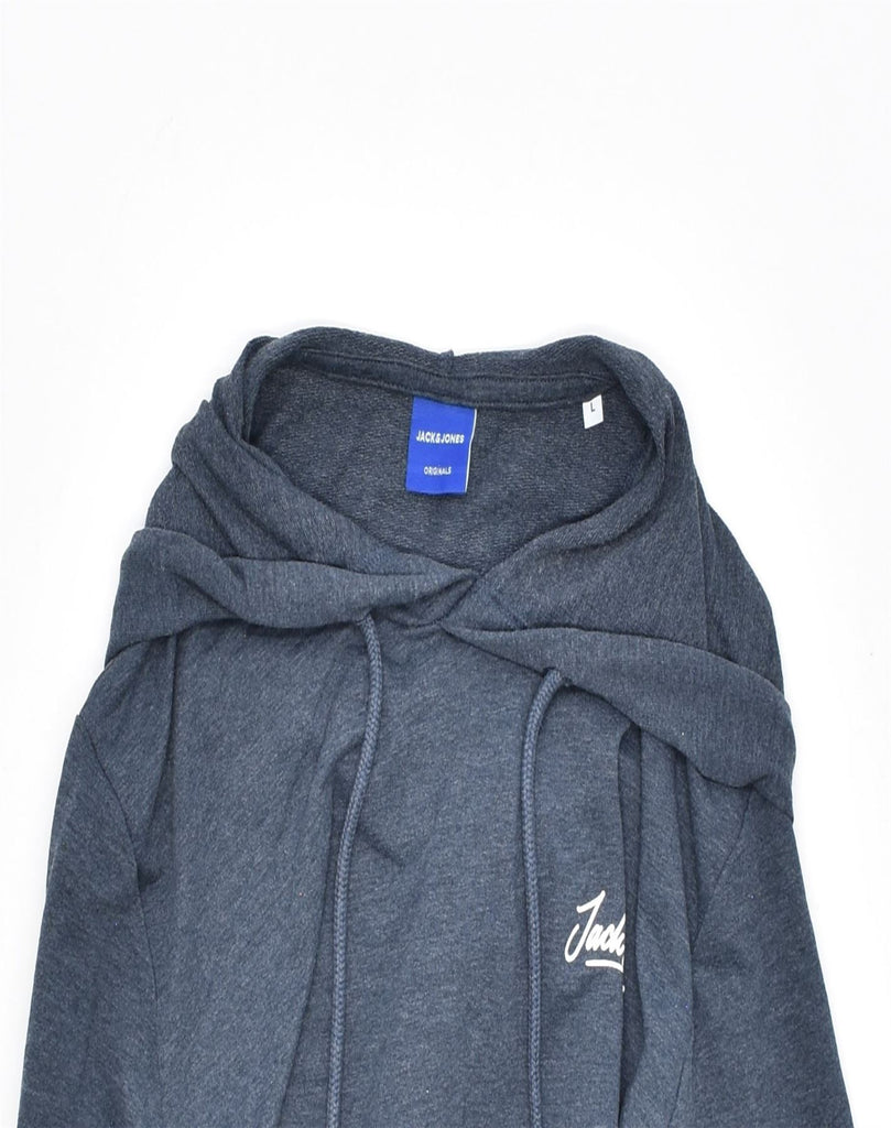 JACK & JONES Mens Hoodie Jumper Large Navy Blue Cotton | Vintage | Thrift | Second-Hand | Used Clothing | Messina Hembry 