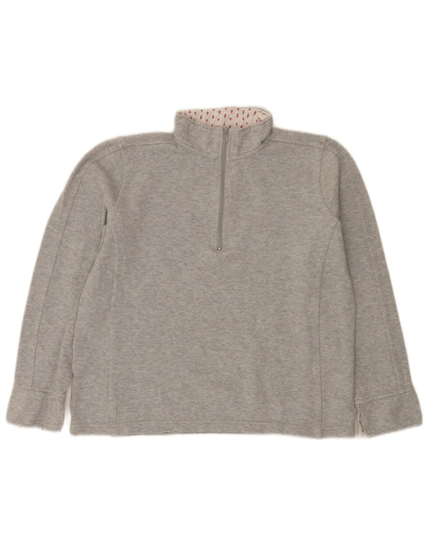 Orvis Womens Zip Neck Sweatshirt Jumper UK 14 Medium Grey Cotton