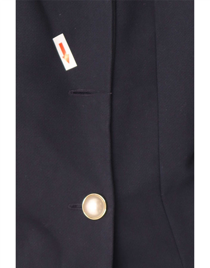 Zara Womens Longline Double Breasted Blazer Jacket UK 14 Large Navy Blue