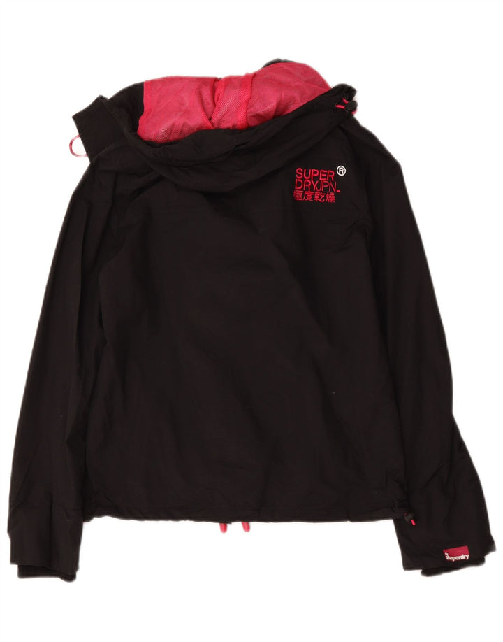 Superdry Womens Windcheater Hooded Windbreaker Jacket UK 10 Small Black