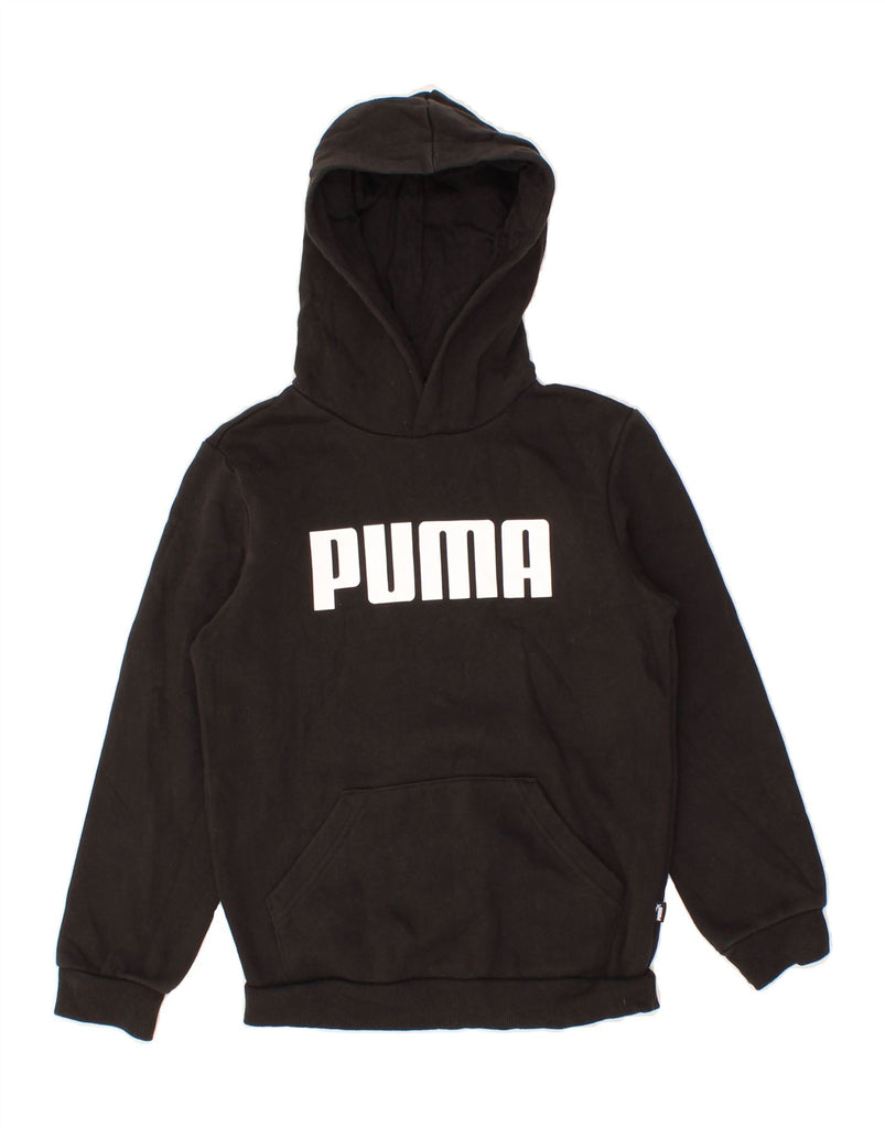 PUMA Boys Graphic Hoodie Jumper 9-10 Years Black Cotton Vintage Puma and Second-Hand Puma from Messina Hembry 