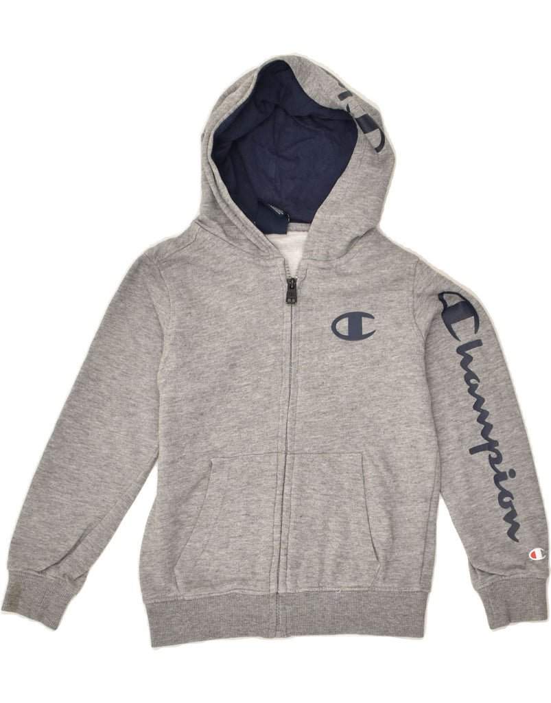 CHAMPION Boys Graphic Zip Hoodie Sweater 5-6 Years XS Grey Cotton | Vintage Champion | Thrift | Second-Hand Champion | Used Clothing | Messina Hembry 