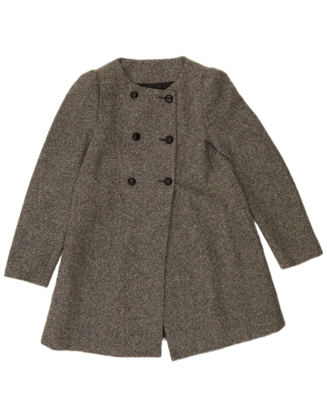 Zara Womens Double Breasted Coat UK 8 Small Grey Polyester