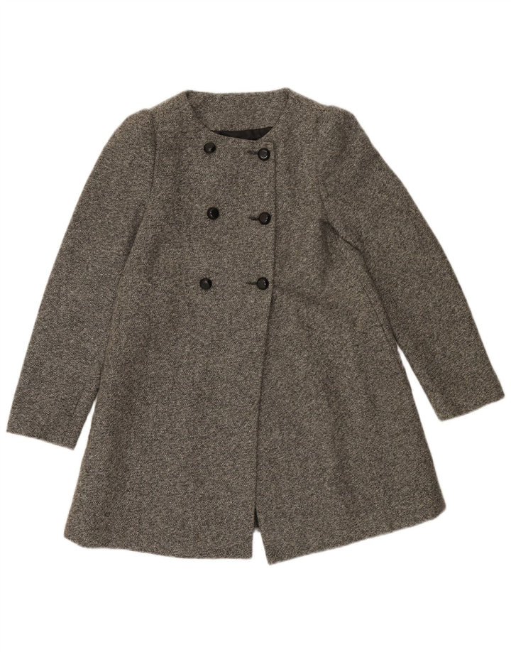 Zara Womens Double Breasted Coat UK 8 Small Grey Polyester