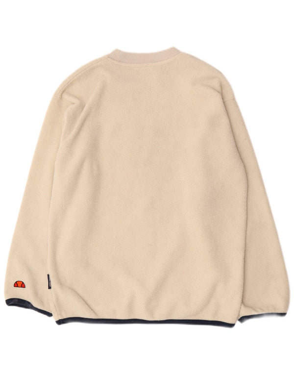 Ellesse Mens Graphic Fleece Jumper Small Beige Polyester