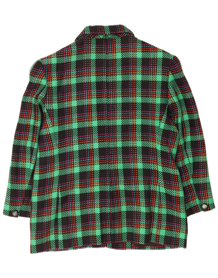 Vintage Womens 2 Button Blazer Jacket UK 16 Large Green Check Wool