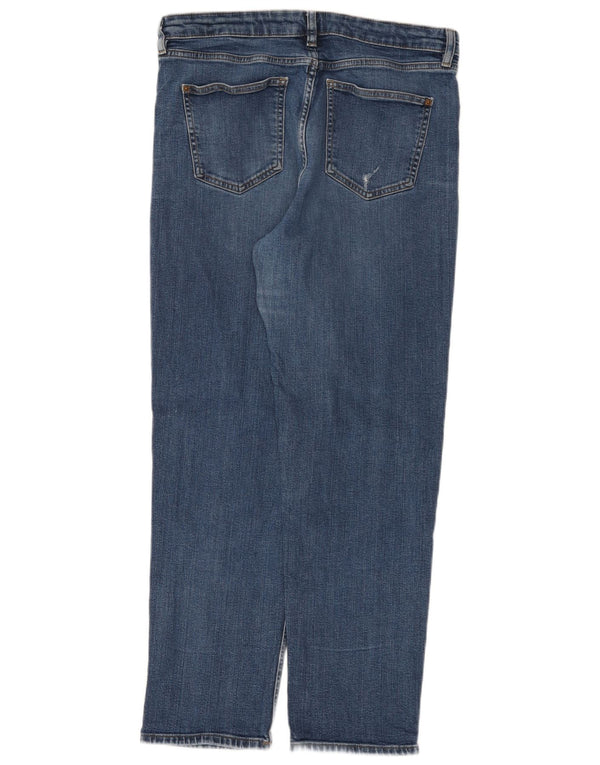 Marks & Spencer Womens Distressed Straight Jeans UK 14 Large W34 L30 Blue