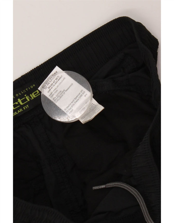MARKS & SPENCER Mens Regular Fit Chino Trousers W33 L33 Black Cotton