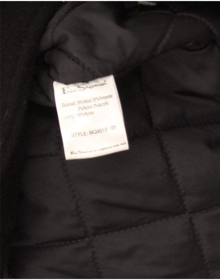 Ben Sherman Mens Hooded Parka Jacket UK 40 Large Black Wool