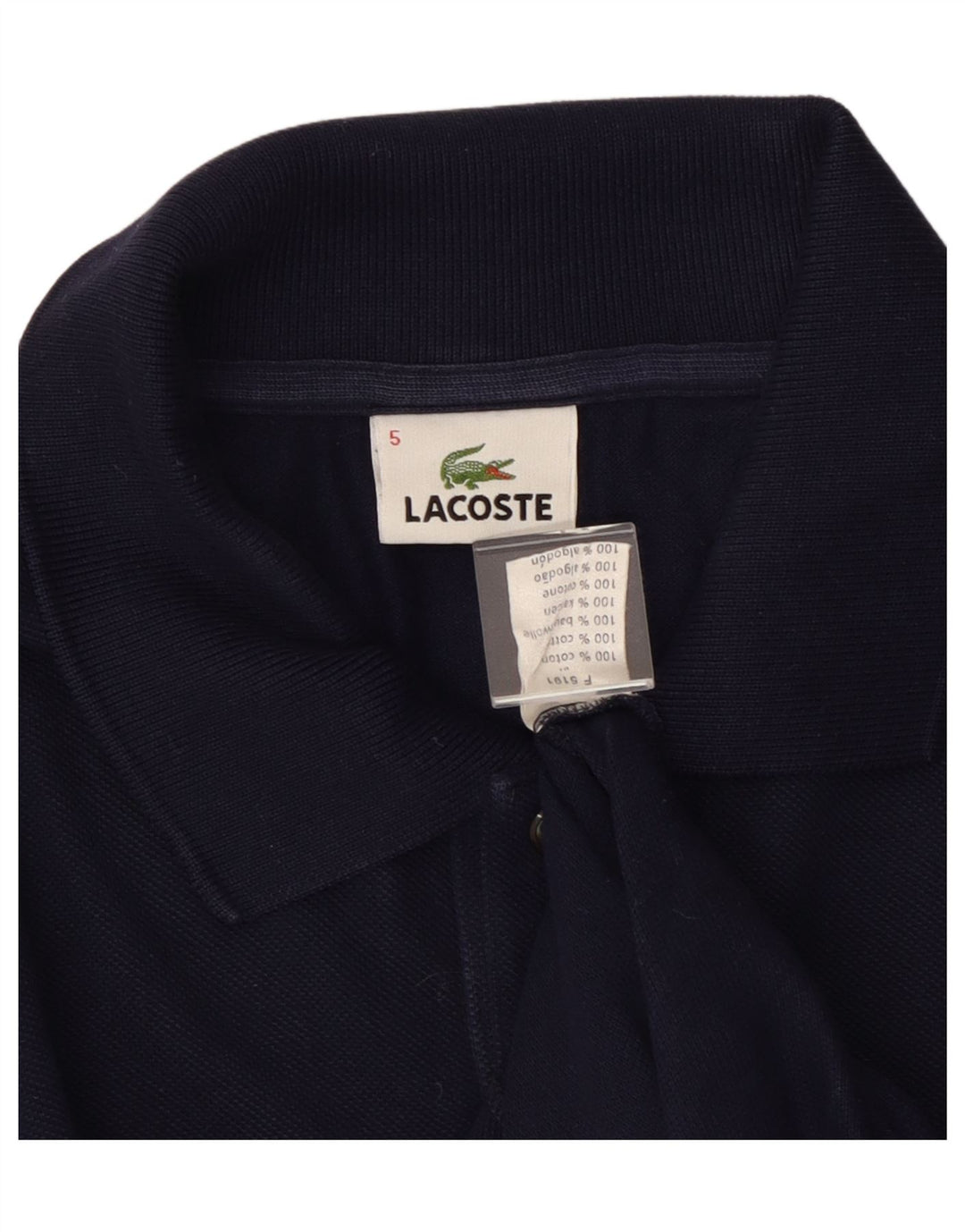 LACOSTE Mens Polo Shirt Size 5 Large Navy Blue Cotton