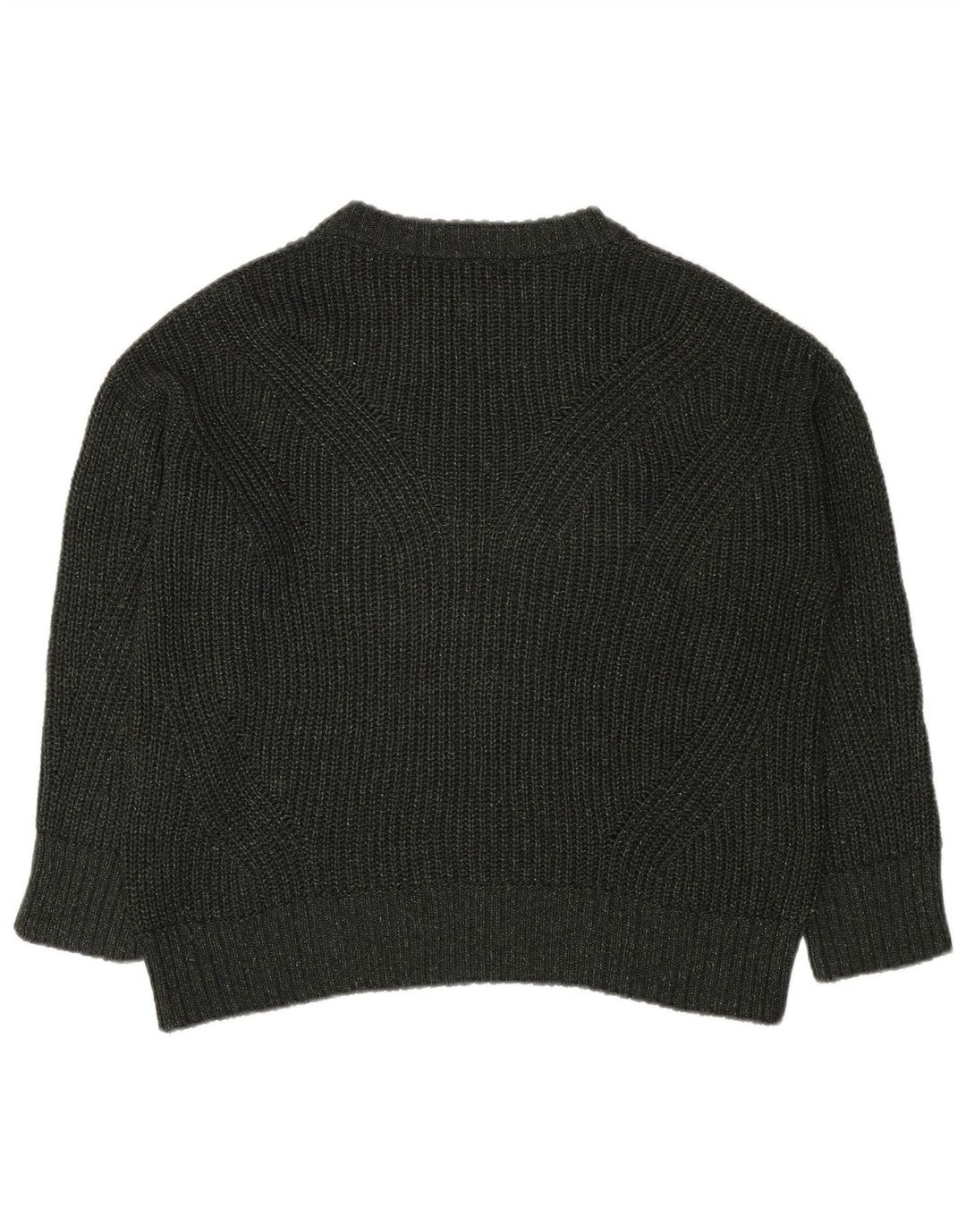 Massimo Dutti Womens Oversized Crew Neck Jumper Sweater UK 14 Medium Khaki