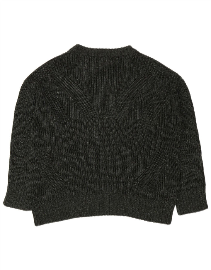 Massimo Dutti Womens Oversized Crew Neck Jumper Sweater UK 14 Medium Khaki