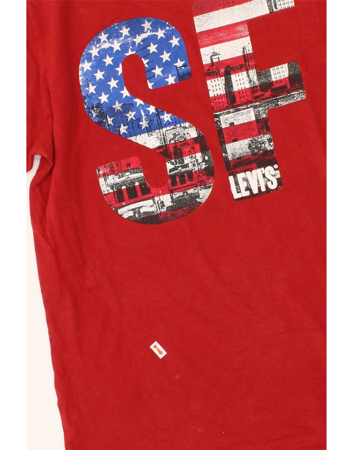 LEVI'S Boys Graphic T-Shirt Top 15-16 Years Red Cotton Vintage Levi's and Second-Hand Levi's from Messina Hembry 