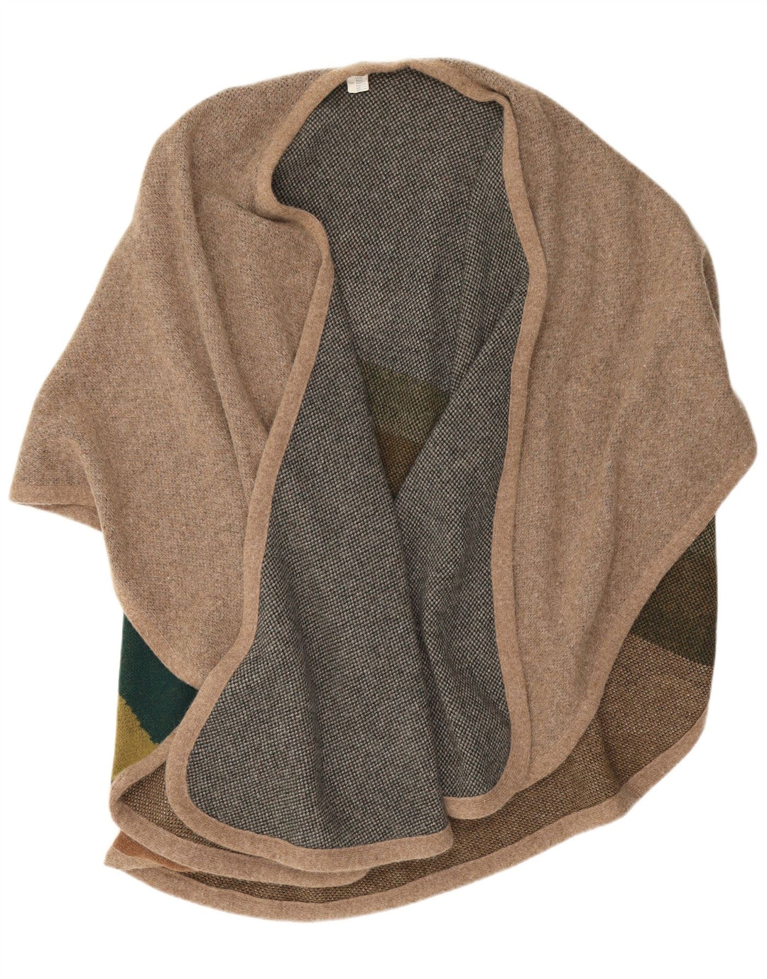 Vintage Womens Graphic Cape Cardigan Sweater One Size Brown Colourblock