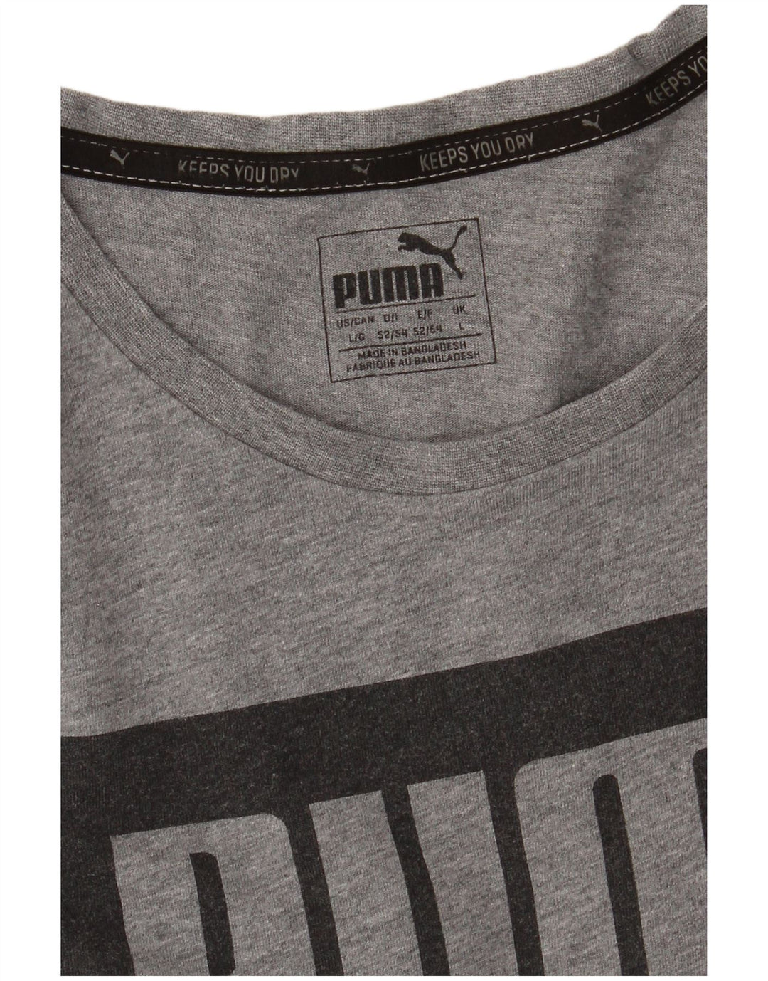 PUMA Mens Graphic T-Shirt Top Large Grey Cotton