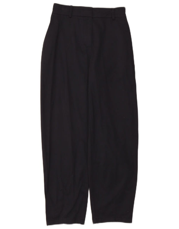 Zara Womens High Waist Tapered Chino Trousers XS W24 L26 Navy Blue Cotton