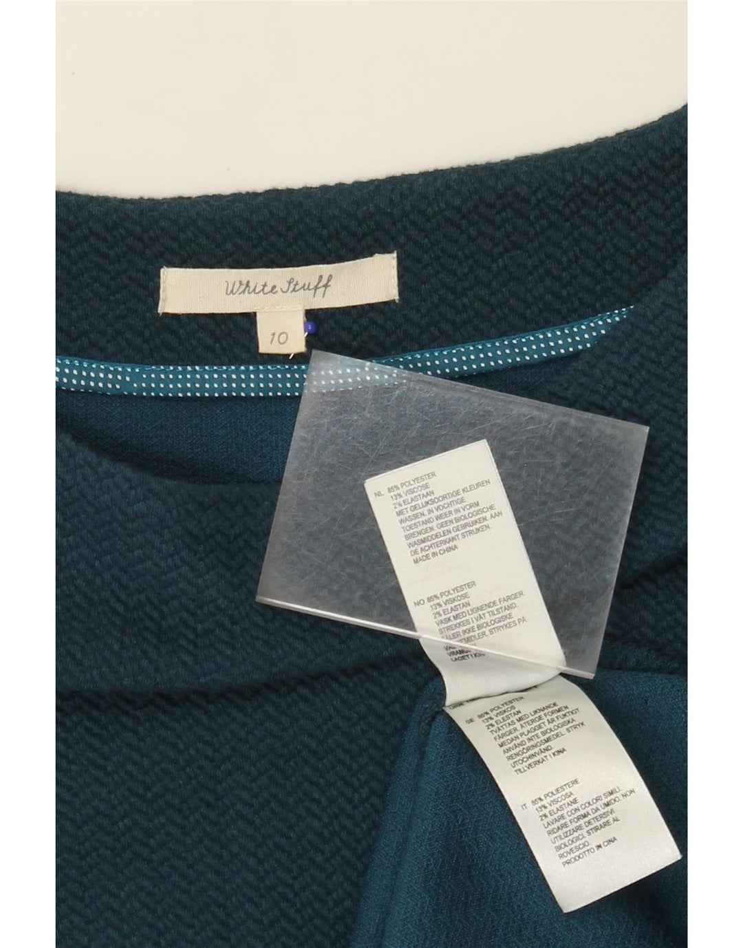 WHITE STUFF Womens Sheath Dress UK 10 Small Navy Blue Chevron Polyester