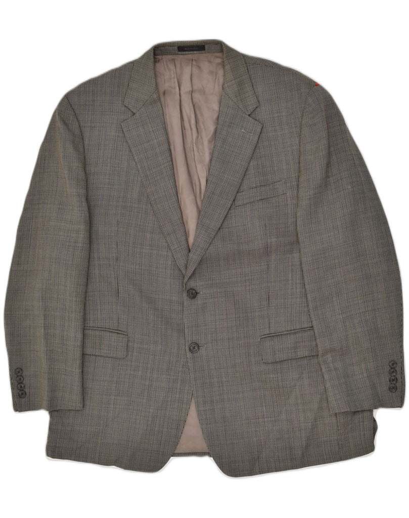 CHAPS Mens 2 Button Blazer Jacket UK 46 3XL Grey Check Wool | Vintage Chaps | Thrift | Second-Hand Chaps | Used Clothing | Messina Hembry 