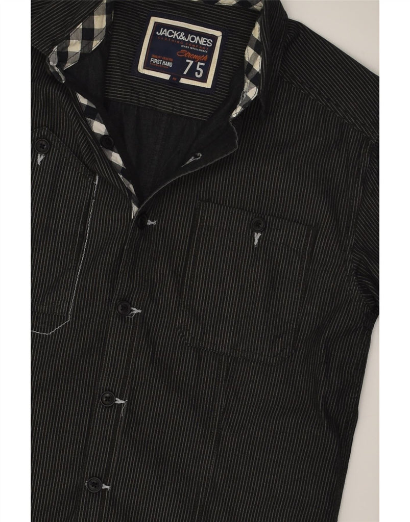 JACK & JONES Mens Short Sleeve Shirt Medium Black Pinstripe | Vintage Jack & Jones | Thrift | Second-Hand Jack & Jones | Used Clothing | Messina Hembry 