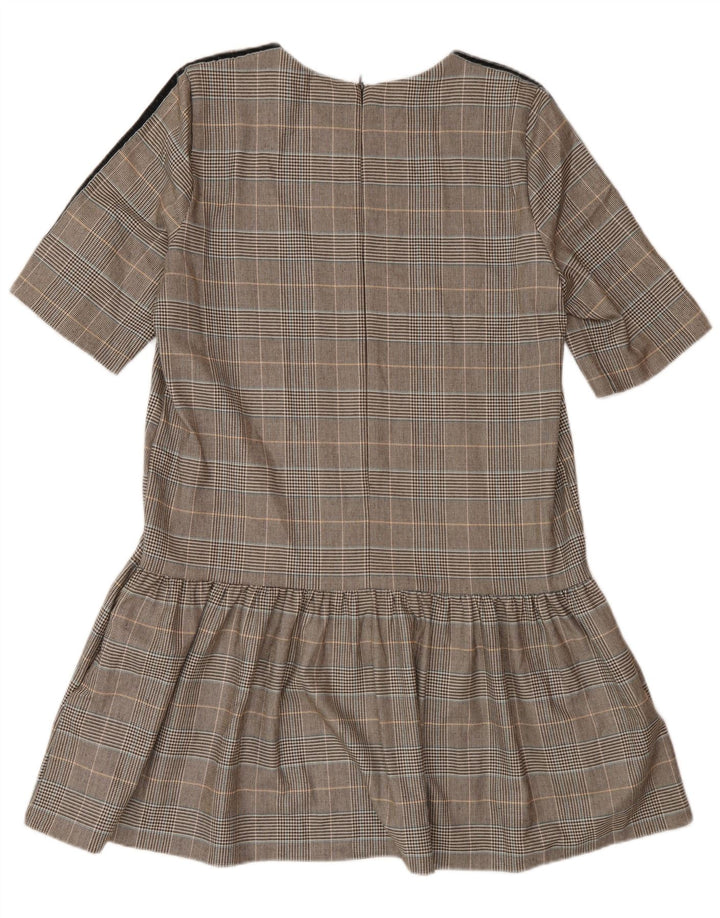 Zara Womens A-Line Dress UK 16 Large Brown Check Polyester