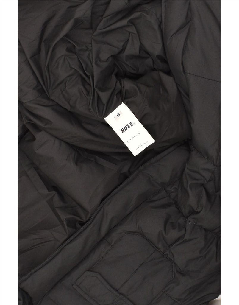 RIFLE Womens Padded Coat UK 10 Small Black Polyester | Vintage Rifle | Thrift | Second-Hand Rifle | Used Clothing | Messina Hembry 