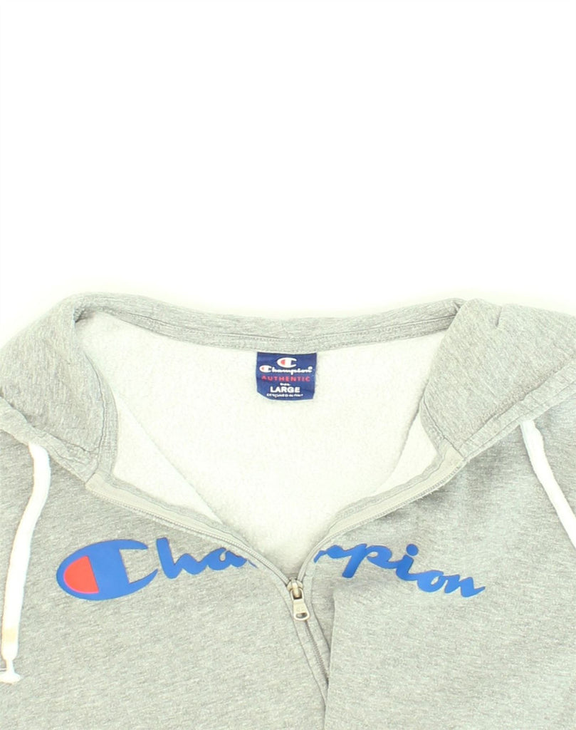 CHAMPION Mens Graphic Zip Hoodie Sweater Large Grey Cotton | Vintage Champion | Thrift | Second-Hand Champion | Used Clothing | Messina Hembry 