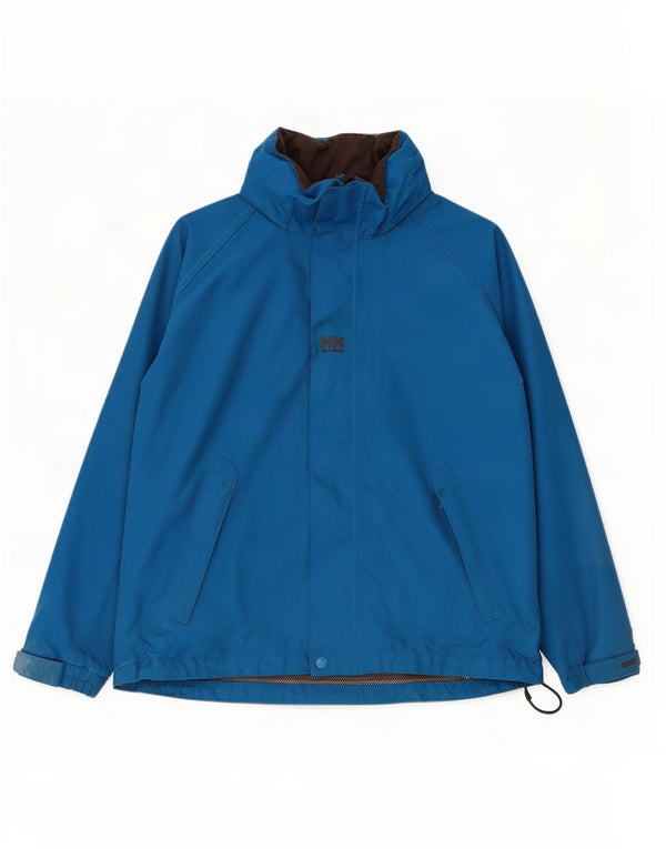 Helly Hansen Boys Graphic Hooded Rain Jacket 13-14 Years Blue Polyester