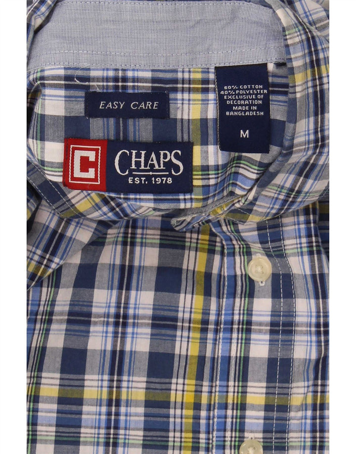 Chaps Mens Easy Care Shirt Medium Blue Check Cotton