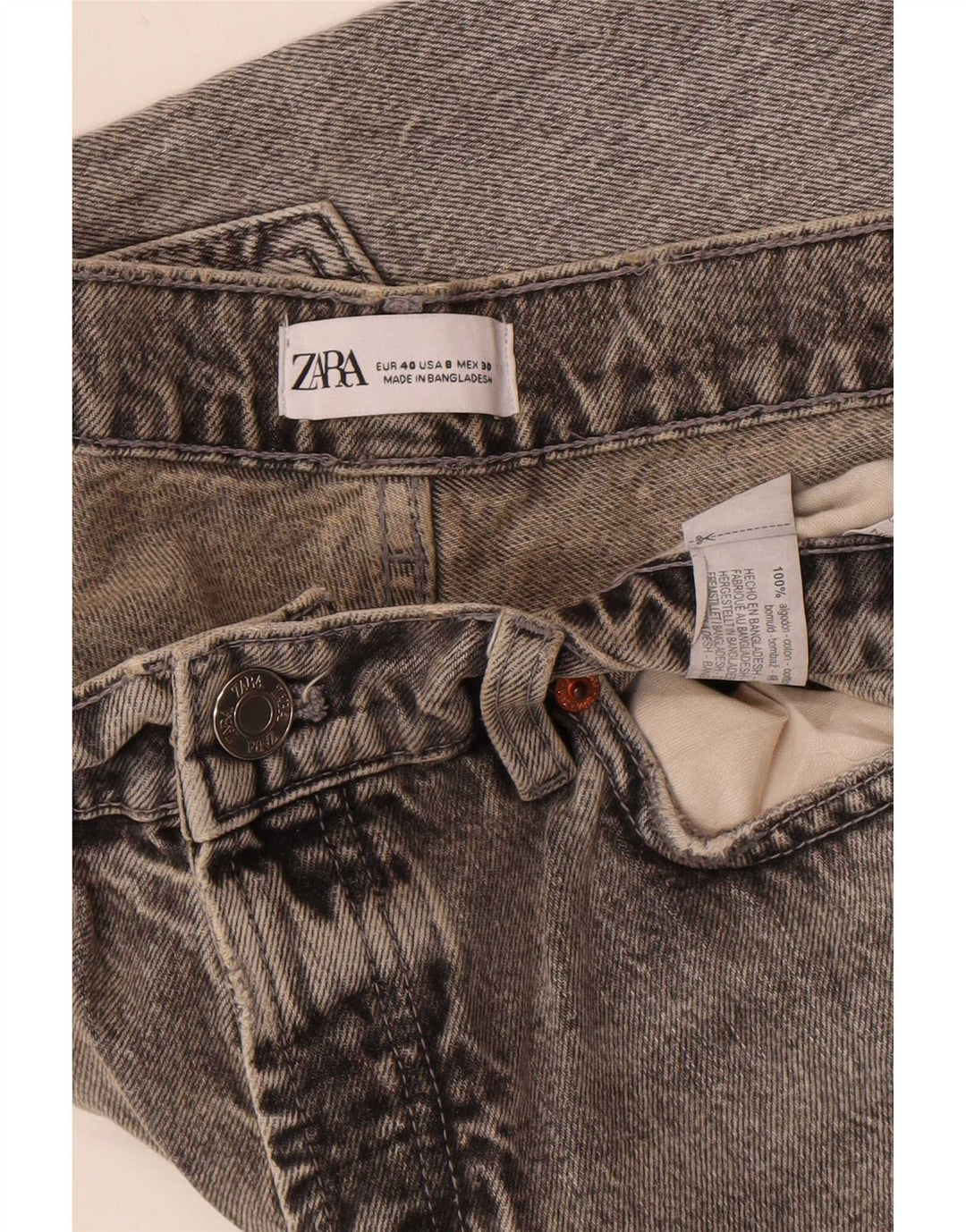 Zara Womens Straight Jeans EU 40 Medium W30 L34 Grey Cotton