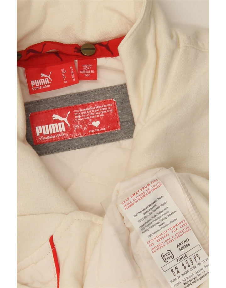 PUMA Womens Bomber Jacket UK 12 Medium Off White Cotton