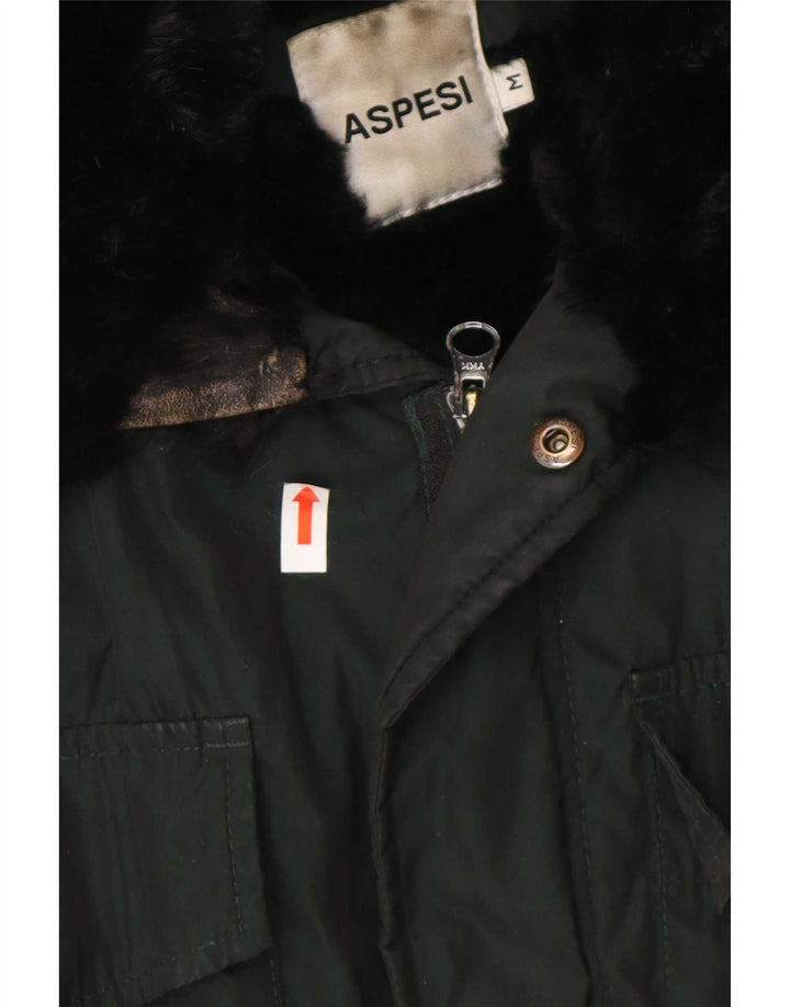 Aspesi Mens Military Jacket UK 38 Medium Green Colourblock Polyester