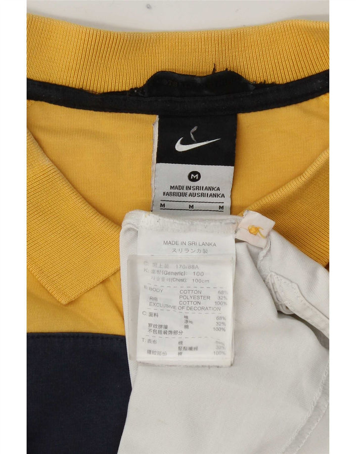 Nike Mens Graphic Polo Shirt Medium Yellow Colourblock Cotton