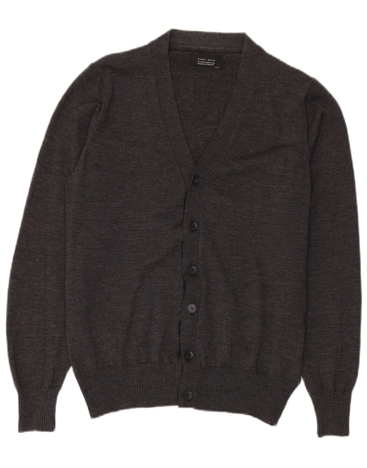 Zara Mens Cardigan Sweater Medium Grey