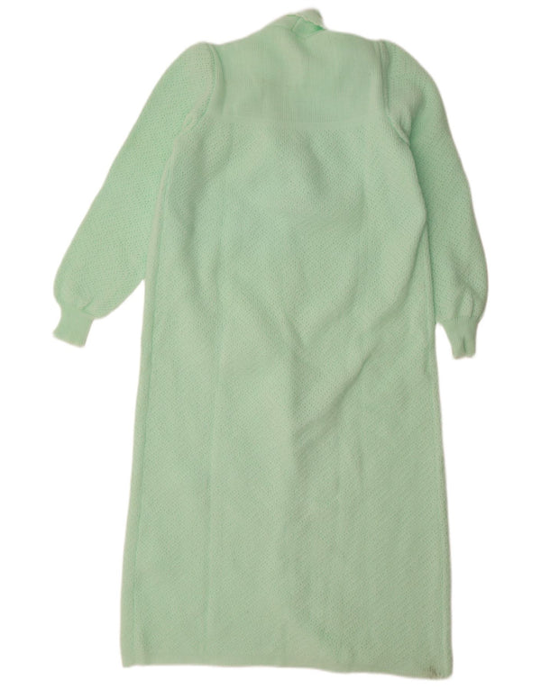 Vintage Womens Knit Robe Dress UK 18 XL Green Floral