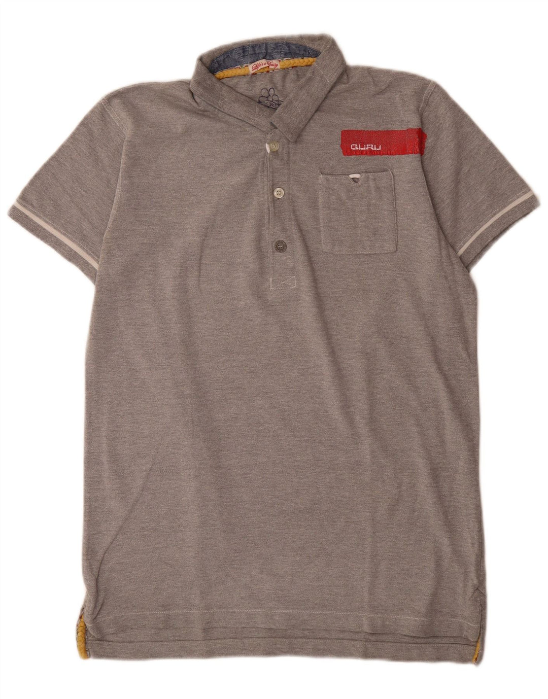 Guru Mens Polo Shirt Large Grey Cotton