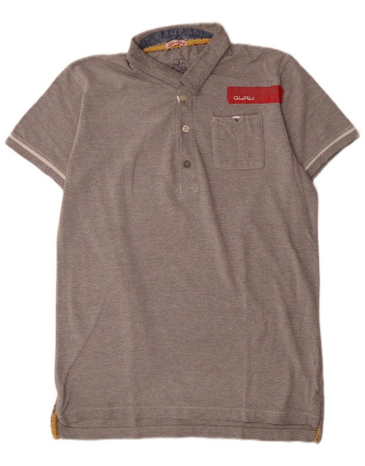 Guru Mens Polo Shirt Large Grey Cotton