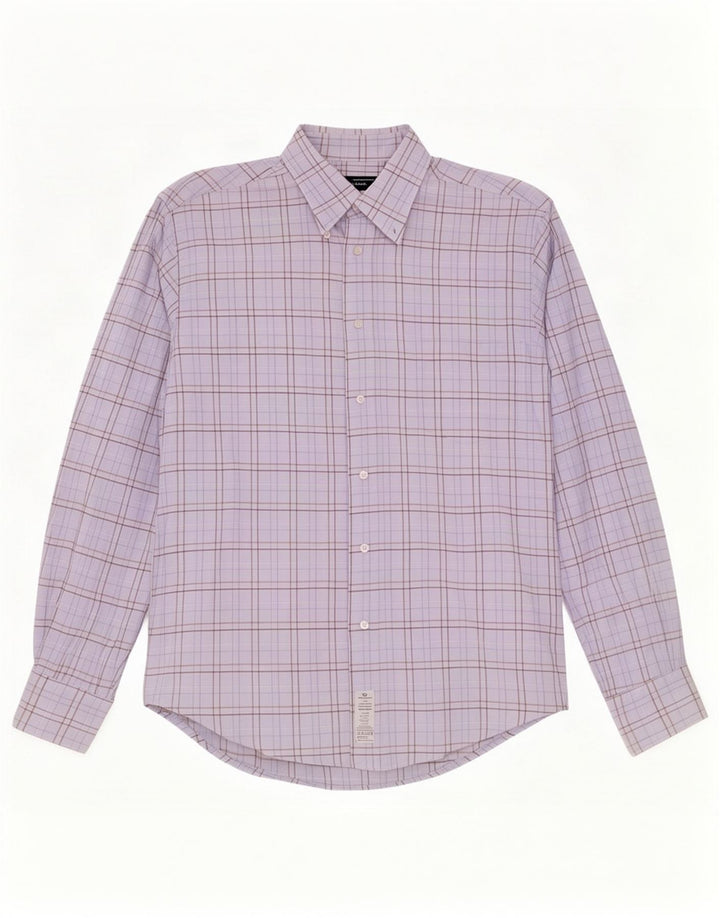 Sergio Tacchini Mens Shirt Medium Blue Check Cotton