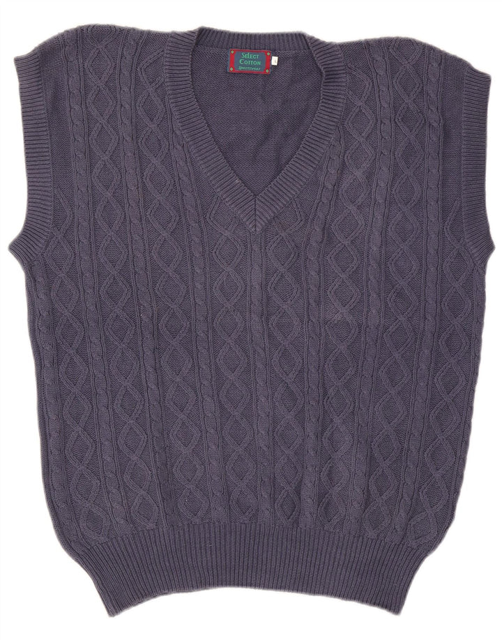 Vintage Mens Vest Tank Top Large Navy Blue Cotton