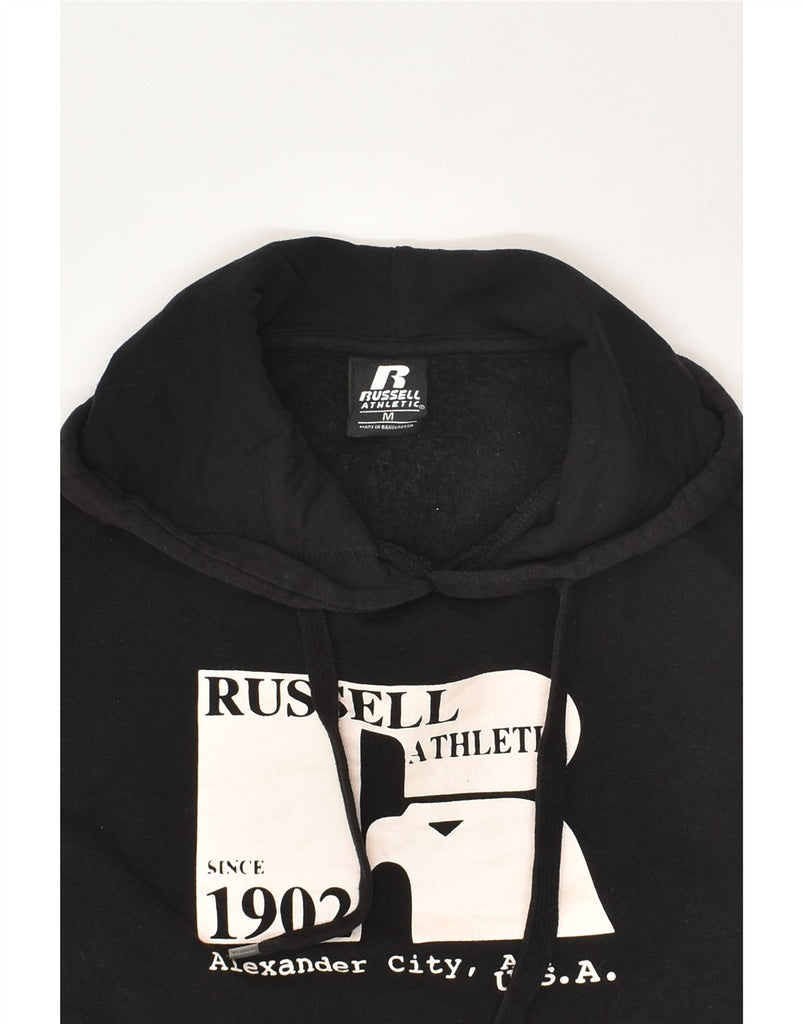 RUSSELL ATHLETIC Mens Graphic Hoodie Jumper Medium Black Cotton | Vintage Russell Athletic | Thrift | Second-Hand Russell Athletic | Used Clothing | Messina Hembry 