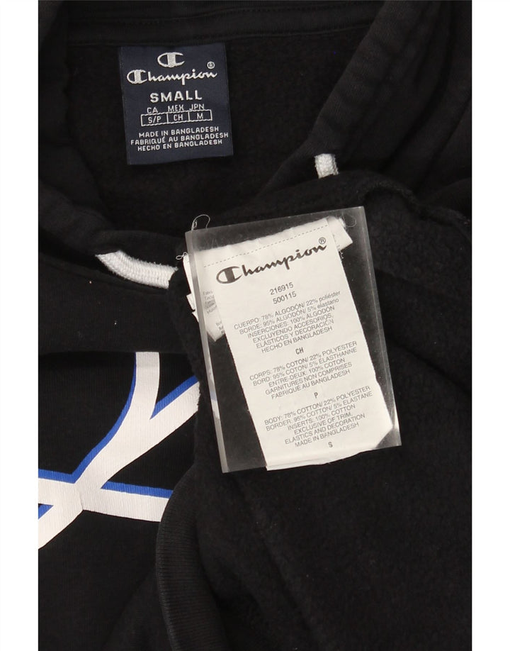 Champion Mens Graphic Hoodie Jumper Small Black Cotton