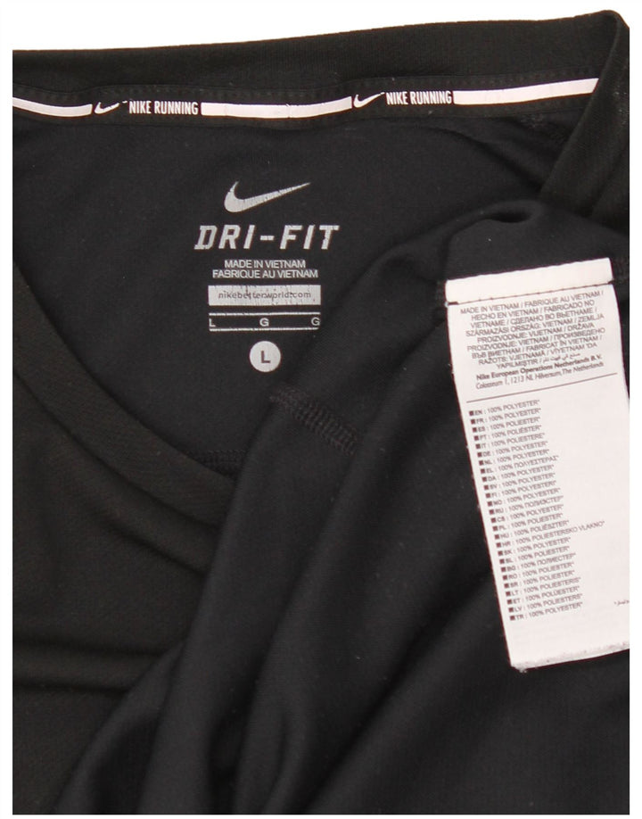 Nike Mens Dri Fit T-Shirt Top Large Black Polyester
