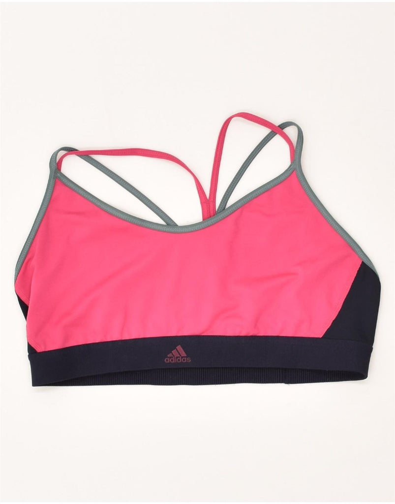 ADIDAS Womens Sport Bra Vest Top UK 16-18 Large Pink Colourblock | Vintage Adidas | Thrift | Second-Hand Adidas | Used Clothing | Messina Hembry 