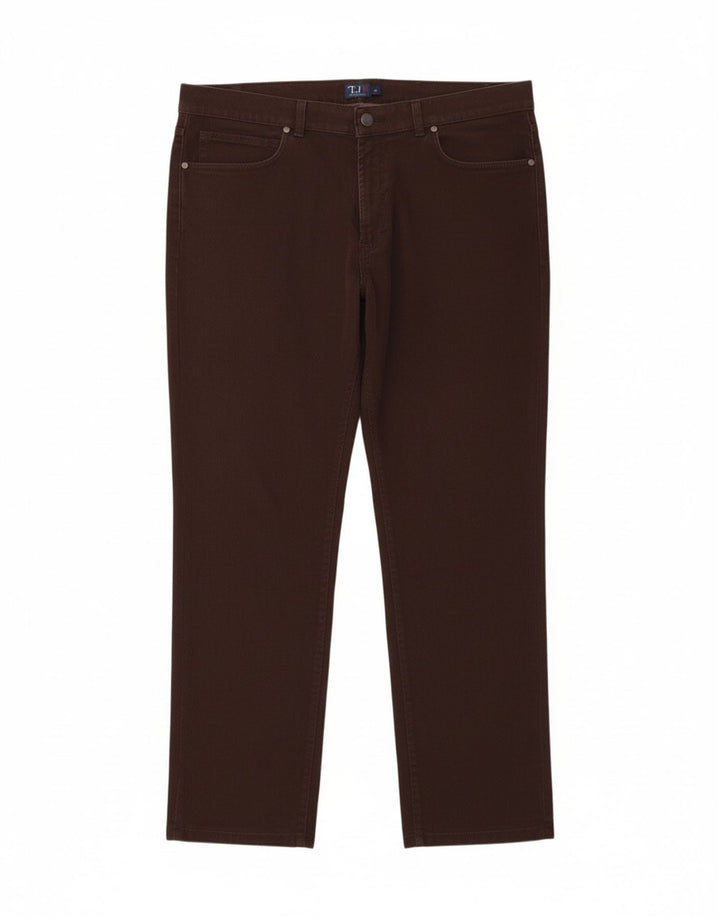 TRUSSARDI Mens Straight Casual Trousers W40 L34 Brown Cotton