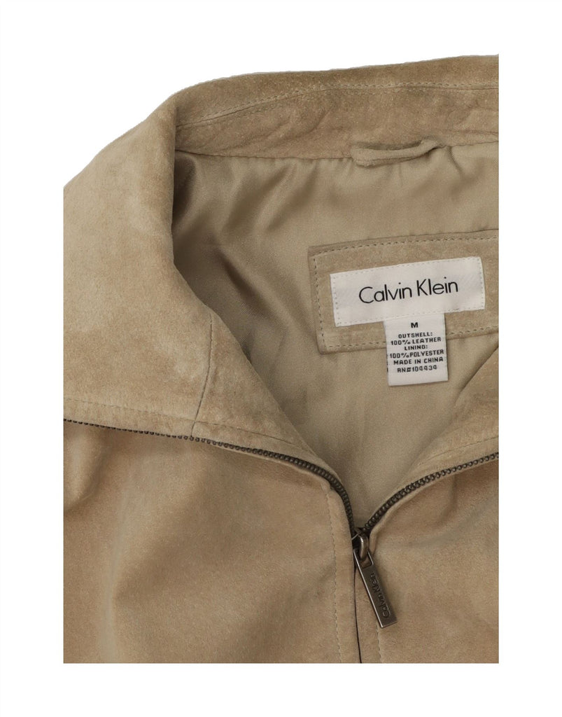 CALVIN KLEIN Mens Suede Jacket UK 38 Medium Beige Leather Vintage Calvin Klein and Second-Hand Calvin Klein from Messina Hembry 